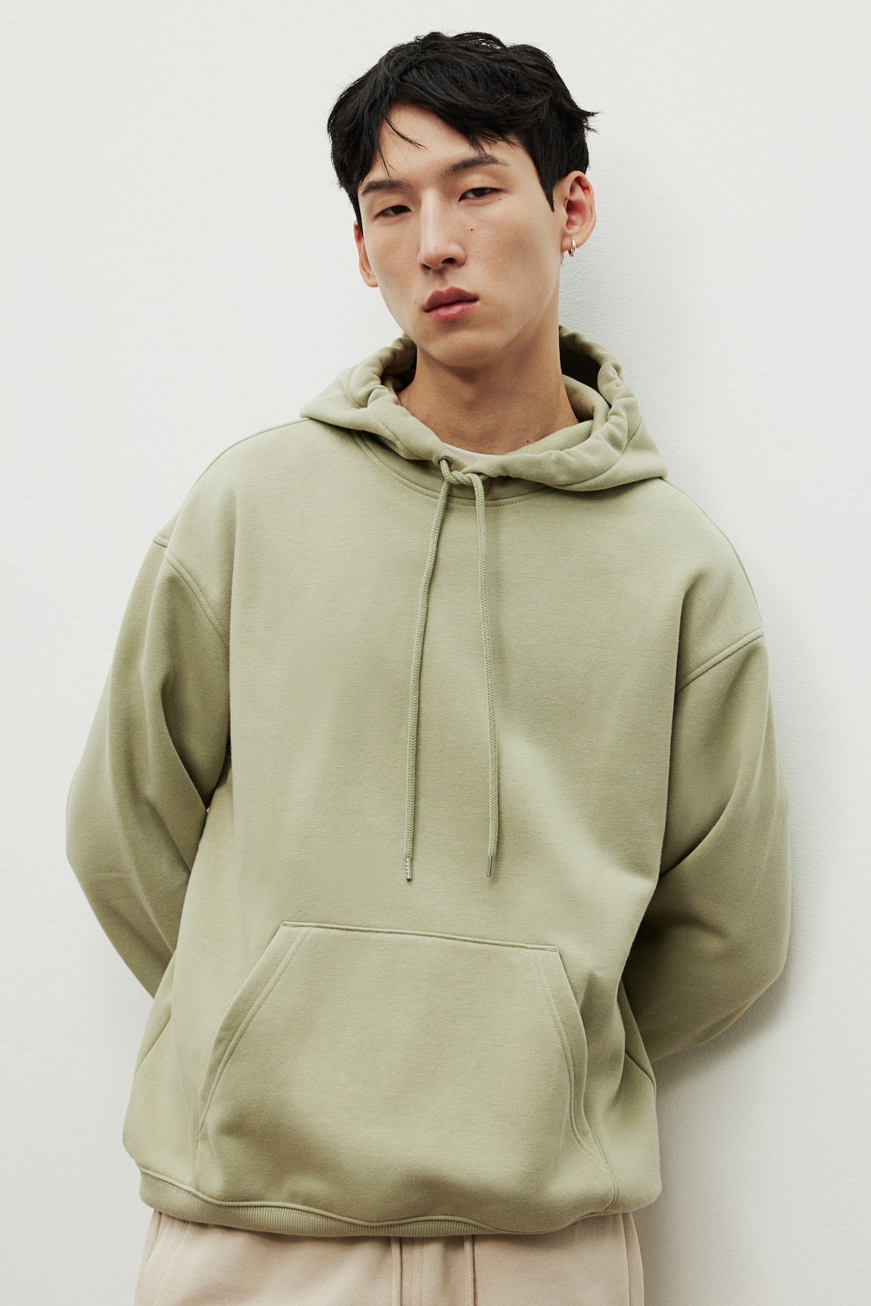 H&M Men’s Olive Green Loose Fit Hoodie