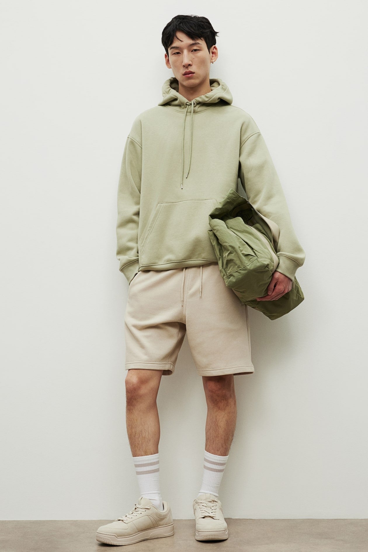 H&M Men’s Olive Green Loose Fit Hoodie