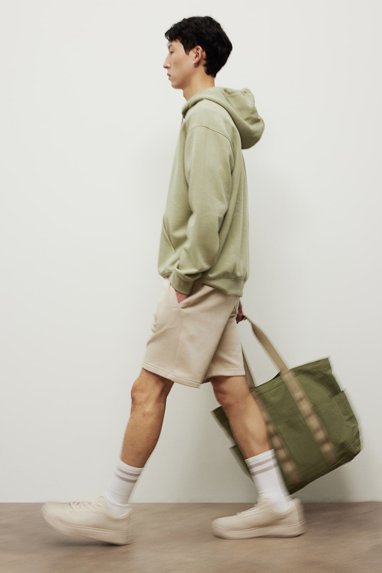 H&M Men’s Olive Green Loose Fit Hoodie